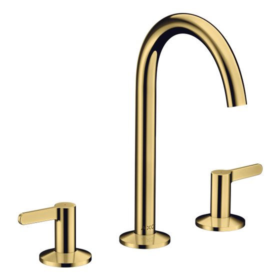 Hansgrohe AXOR One 3-Loch Waschtischarmatur 170mm, 5l/min, Hebelgriff, Push-Open Ablaufgarnitur, Polished Gold Optic