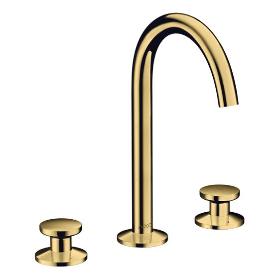 Hansgrohe AXOR One 3-Loch Waschtischarmatur Select 170mm, 5l/min, Push-Open Ablaufgarnitur, Polished Gold Optic