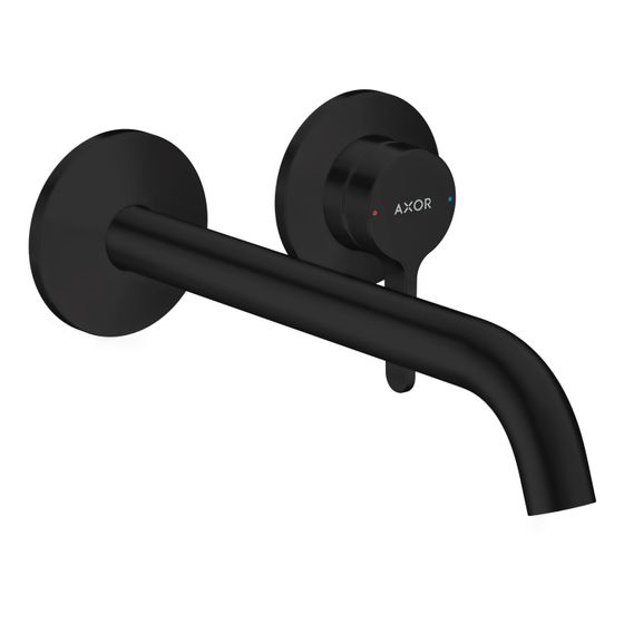 Hansgrohe AXOR One Einhebel-Waschtischmischer Unterputz, 5l/min, für Wandmontage, Hebelgriff, Auslauf 220mm, Mattschwarz
