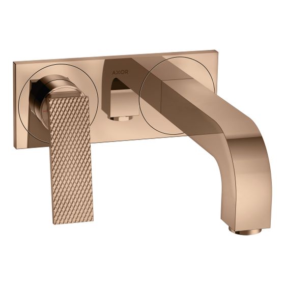 Hansgrohe AXOR Citterio Einhebel-Waschtischmischer UP 5l/min Wand, Hebel, Ausl. 220mm Platte, Rautenschliff, Polished Red Gold