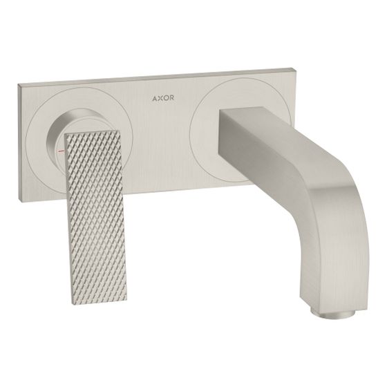 Hansgrohe AXOR Citterio Einhebel-Waschtischmischer UP 5l/min Wand, Hebel, Ausl. 220mm Platte, Rautenschliff, Edelstahl Optic
