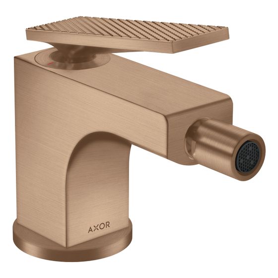 Hansgrohe AXOR Citterio Einhebel-Bidetmischer, 7,2l/min, Hebelgriff, Zugstangen-Ablaufgarnitur, Rautenschliff, Brushed Red Gold