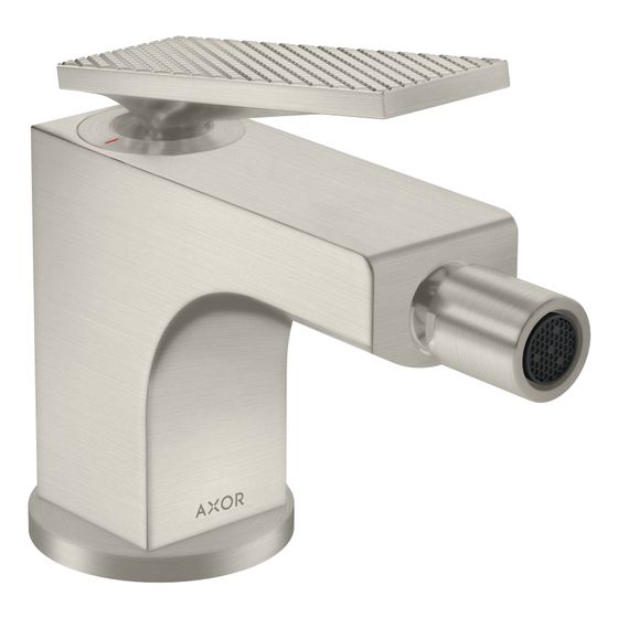 Hansgrohe AXOR Citterio Einhebel-Bidetmischer, 7,2l/min, Hebelgriff, Zugstangen-Ablaufgarnitur, Rautenschliff, Edelstahl Optic