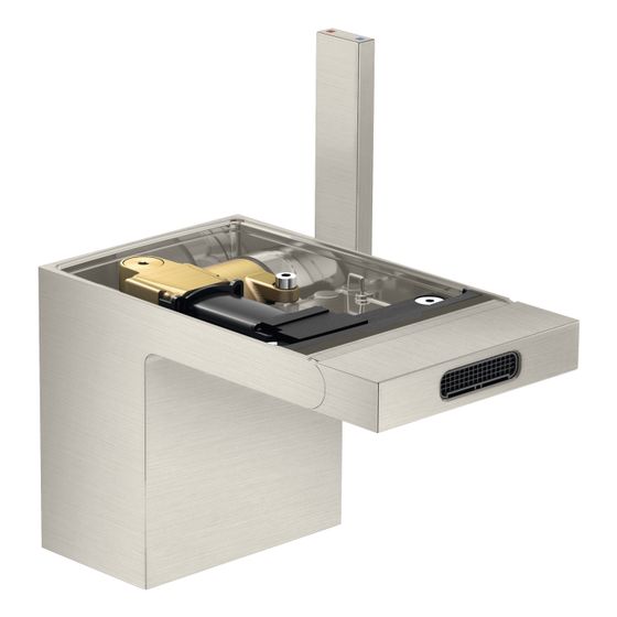 Hansgrohe AXOR MyEdition Einhebel-Bidetmischer, 5l/min, Push-Open Ablaufgarnitur ohne Platte, Edelstahl Optic