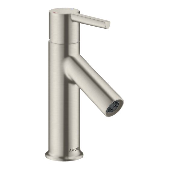 Hansgrohe AXOR Starck Einhebel-Waschtischmischer 80mm, 5l/min, Hebel-Grifffür HWB, Zugstangen-Ablaufgarnitur, Edelstahl Optic