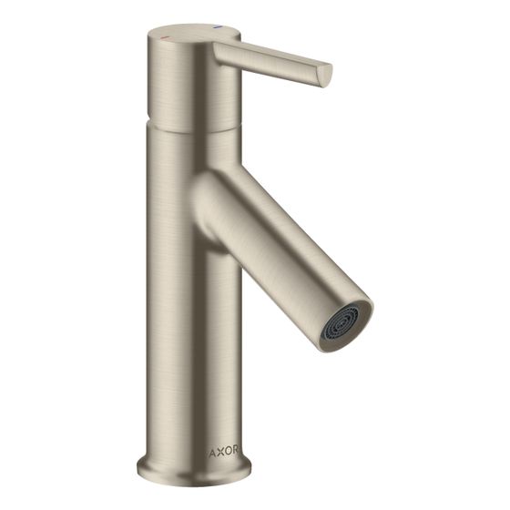 Hansgrohe AXOR Starck Einhebel-Waschtischmischer 80mm, 5l/min, Hebel-Grifffür HWB, Zugstangen-Ablaufgarnitur, Brushed Nickel