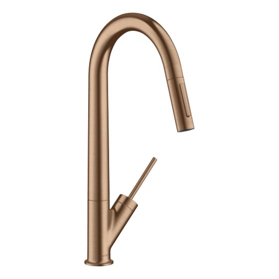 Hansgrohe AXOR Starck Spültischmischer Standmontage Einhebel, Ausziehbrause, Brushed Red Gold