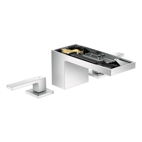 Hansgrohe AXOR MyEdition 3-Loch Waschtischarmatur 70mm, 5l/min, Push-Open Ablaufgarnitur ohne Platte, Chrom