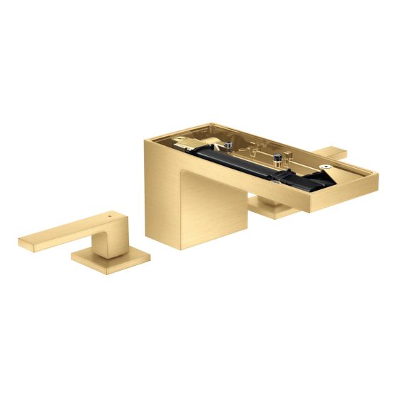 Hansgrohe AXOR MyEdition 3-Loch Waschtischarmatur 70mm, 5l/min, Push-Open Ablaufgarnitur ohne Platte, Brushed Gold Optic