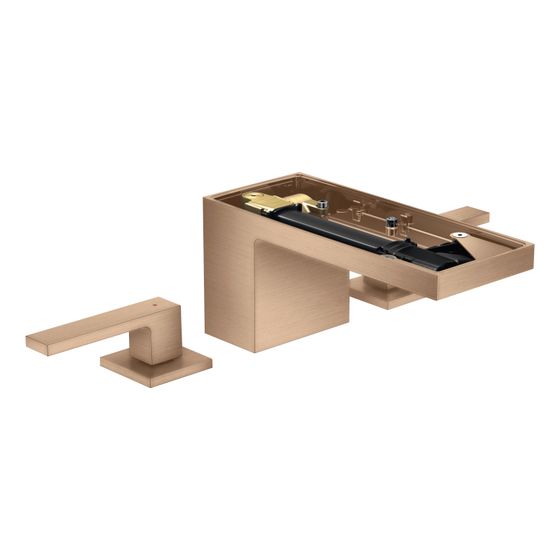 Hansgrohe AXOR MyEdition 3-Loch Waschtischarmatur 70mm, 5l/min, Push-Open Ablaufgarnitur ohne Platte, Brushed Red Gold