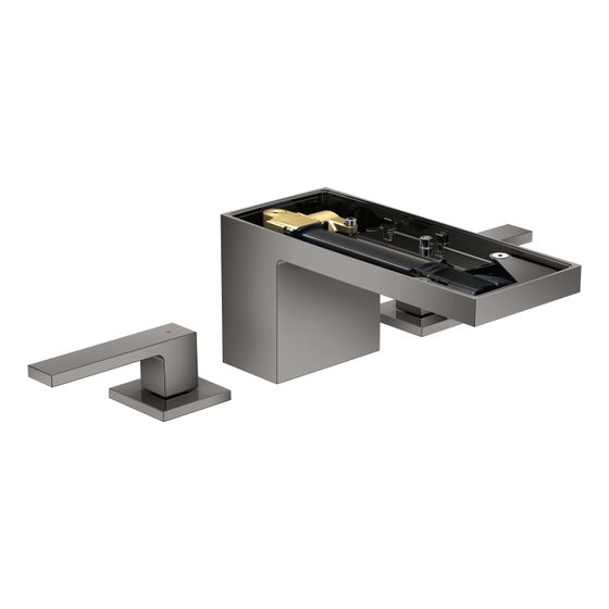 Hansgrohe AXOR MyEdition 3-Loch Waschtischarmatur 70mm, 5l/min, Push-Open Ablaufgarnitur ohne Platte, Polished Black Chrome
