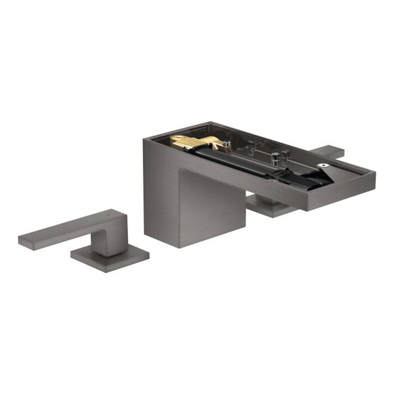 Hansgrohe AXOR MyEdition 3-Loch Waschtischarmatur 70mm, 5l/min, Push-Open Ablaufgarnitur ohne Platte, Brushed Black Chrome