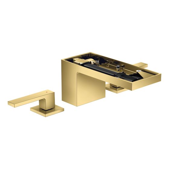Hansgrohe AXOR MyEdition 3-Loch Waschtischarmatur 70mm, 5l/min, Push-Open Ablaufgarnitur ohne Platte, Polished Gold Optic