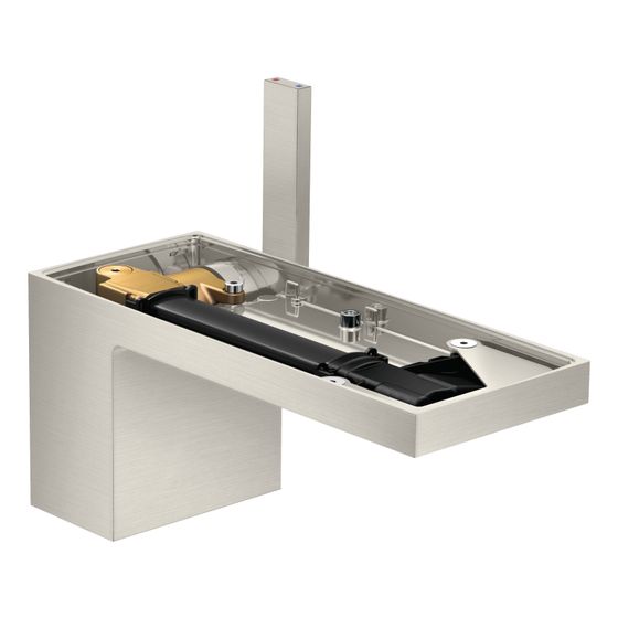 Hansgrohe AXOR MyEdition Einhebel-Waschtischmischer 70mm, 5l/min, Push-Open Ablaufgarnitur ohne Platte, Edelstahl Optic