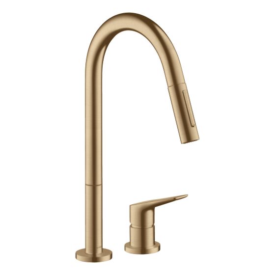 Hansgrohe AXOR Citterio M 2-Loch Einhebel-Küchenmischer ComfortZone 220, 9l/min, Ausziehbrause, Brushed Bronze