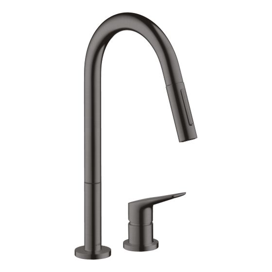 Hansgrohe AXOR Citterio M 2-Loch Einhebel-Küchenmischer ComfortZone 220, 9l/min, Ausziehbrause, Brushed Black Chrome