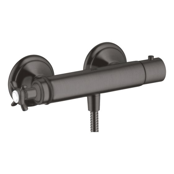 Hansgrohe AXOR Montreux Brausethermostat Aufputz, 16l/min, Kreuzgriff, Brushed Black Chrome