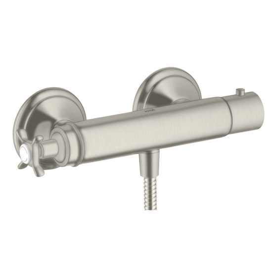 Hansgrohe AXOR Montreux Brausethermostat Aufputz, 16l/min, Kreuzgriff, Edelstahl Optic