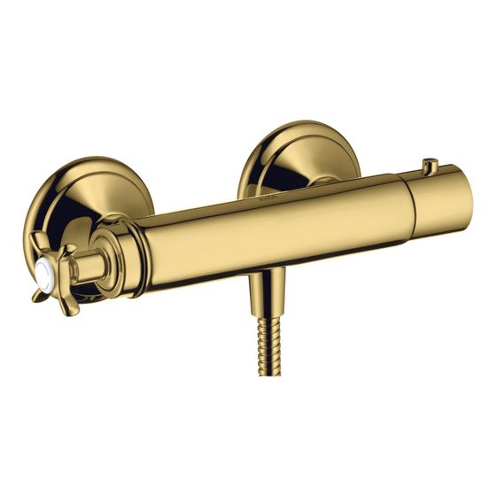 Hansgrohe AXOR Montreux Brausethermostat Aufputz, 16l/min, Kreuzgriff, Polished Gold Optic