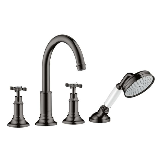 Hansgrohe AXOR Montreux 4-Loch Fliesenrandarmatur, 21l/min, Kreuzgriffen, Polished Black Chrome