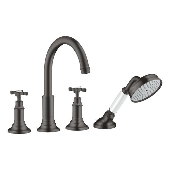 Hansgrohe AXOR Montreux 4-Loch Fliesenrandarmatur, 21l/min, Kreuzgriffen, Brushed Black Chrome