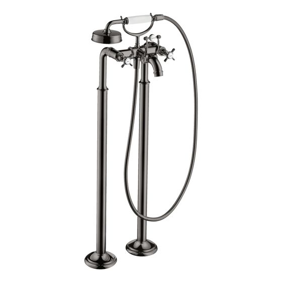 Hansgrohe AXOR Montreux 2-Griff Wannenarmatur bodenstehend, 16,5l/min, Kreuzgriffen, Polished Black Chrome