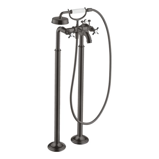 Hansgrohe AXOR Montreux 2-Griff Wannenarmatur bodenstehend, 16,5l/min, Kreuzgriffen, Brushed Black Chrome
