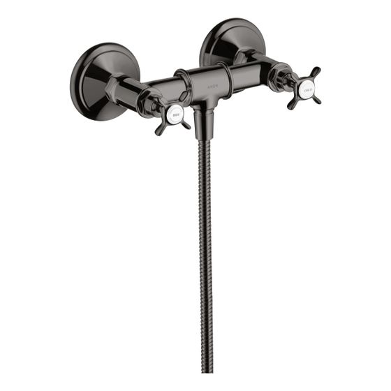 Hansgrohe AXOR Montreux 2-Griff Brausearmatur Aufputz, 11l/min, Kreuzgriffen, Polished Black Chrome