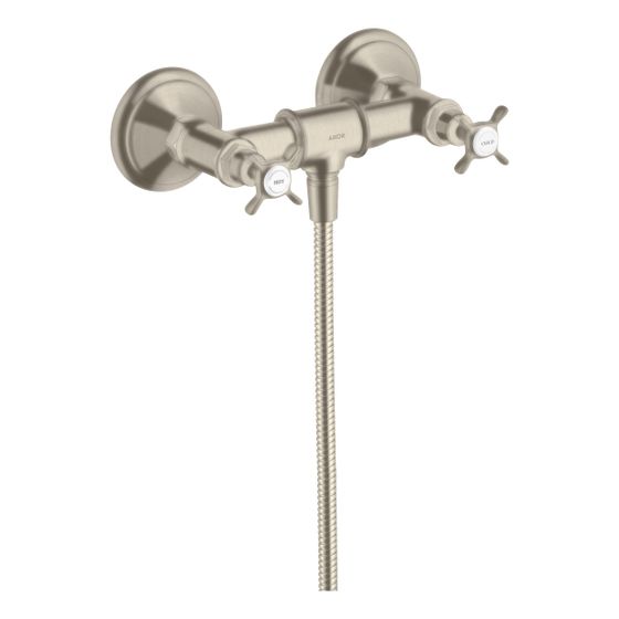Hansgrohe AXOR Montreux 2-Griff Brausearmatur Aufputz, 11l/min, Kreuzgriffen, Brushed Nickel