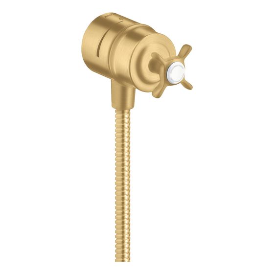 Hansgrohe AXOR Montreux Wandanschluss Stop, Rückflussverhinderer, Absperrventil , Kreuzgriff, DN 15, Brushed Gold Optic
