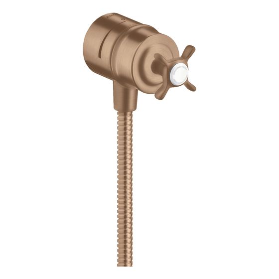 Hansgrohe AXOR Montreux Wandanschluss Stop, Rückflussverhinderer, Absperrventil , Kreuzgriff, DN 15, Brushed Red Gold