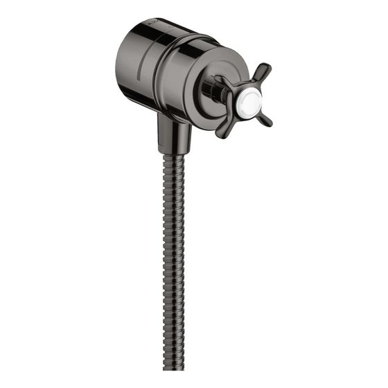 Hansgrohe AXOR Montreux Wandanschluss Stop, Rückflussverhinderer, Absperrventil , Kreuzgriff, DN 15, Polished Black Chrome