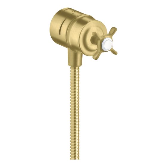 Hansgrohe AXOR Montreux Wandanschluss Stop, Rückflussverhinderer, Absperrventil , Kreuzgriff, DN 15, Brushed Brass