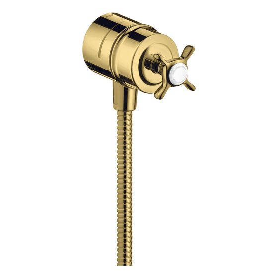 Hansgrohe AXOR Montreux Wandanschluss Stop, Rückflussverhinderer, Absperrventil , Kreuzgriff, DN 15, Polished Gold Optic