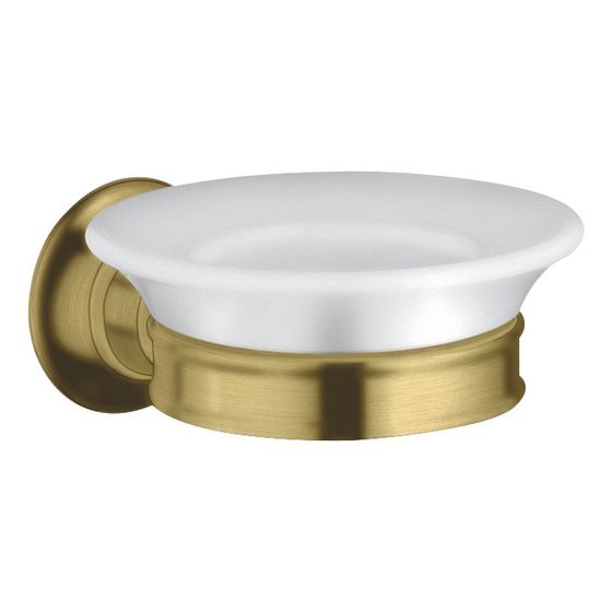 Hansgrohe AXOR Montreux Seifenschale, 107x54x131mm, Porzellan/Metall, Brushed Brass