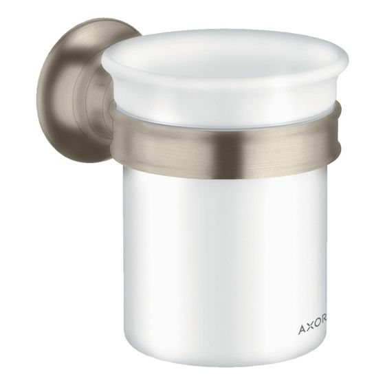 Hansgrohe AXOR Montreux Zahnputzbecher, Wandmontage, Metall/Porzellan, 106x87x121mm, Brushed Nickel