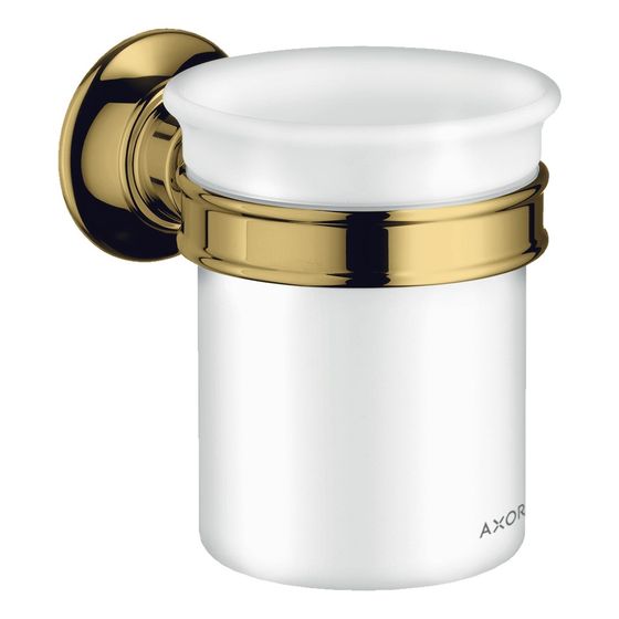 Hansgrohe AXOR Montreux Zahnputzbecher, Wandmontage, Metall/Porzellan, 106x87x121mm, Polished Gold Optic