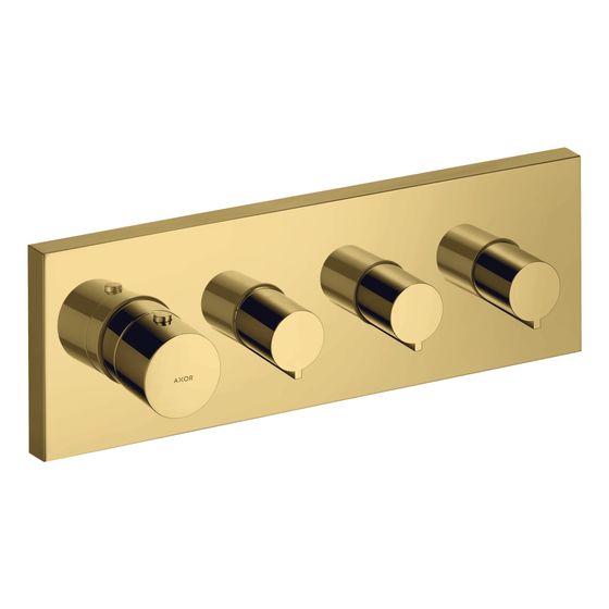 Hansgrohe AXOR ShowerSolutions Thermostatmodul 360x120mm, Unterputz, 59l/min, eckig für 3 Verbraucher, Polished Gold Optic