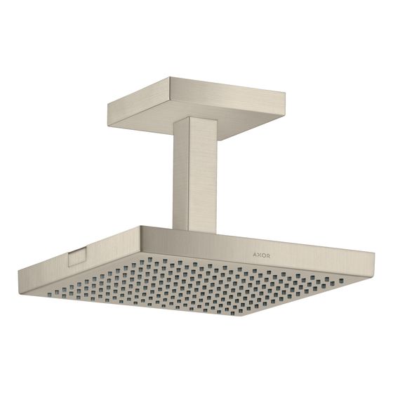 Hansgrohe AXOR ShowerSolutions Kopfbrause, 12l/min, 240x240mm, 1jet, Deckenanschluss, Brushed Nickel