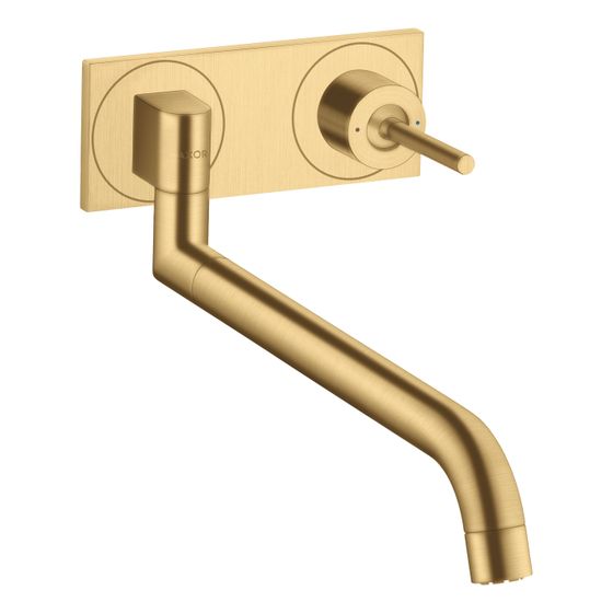 Hansgrohe AXOR Uno Einhebel-Küchenmischer Unterputz für Wandmontage, 330-500mm, 9l/min, Teleskopfunktion, Brushed Gold Optic