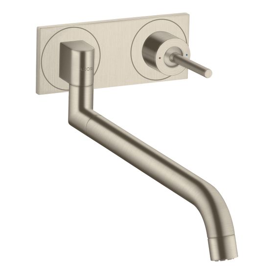 Hansgrohe AXOR Uno Einhebel-Küchenmischer Unterputz für Wandmontage, 330-500mm, 9l/min, Teleskopfunktion, Brushed Nickel