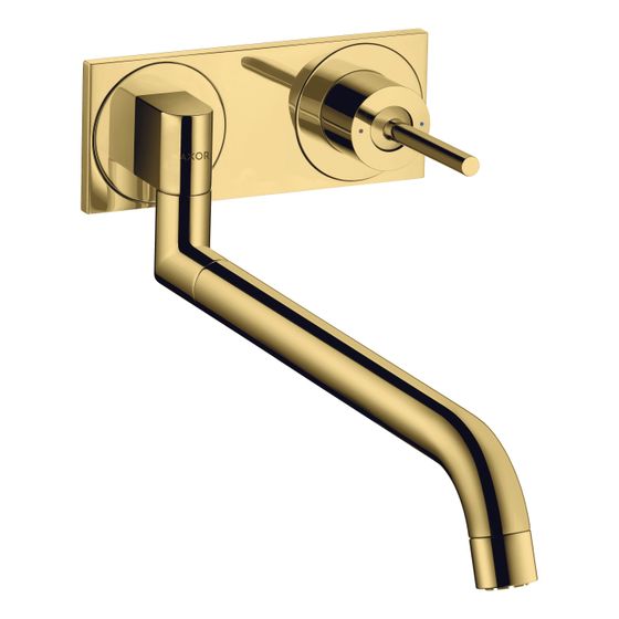 Hansgrohe AXOR Uno Einhebel-Küchenmischer Unterputz für Wandmontage, 330-500mm, 9l/min, Teleskopfunktion, Polished Gold Optic