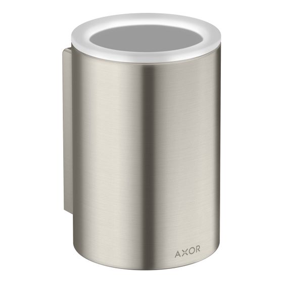 Hansgrohe Zahnputzbecher AXOR Universal Circular, 114x84x76mm, Metall/Glas, Edelstahl Optic