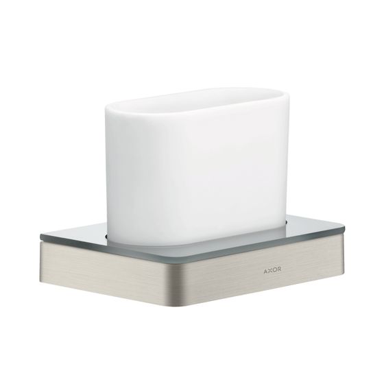 Hansgrohe AXOR Universal Softsquare Zahnputzbecher, Wandmontage, Metall/Glas, Edelstahl Optic
