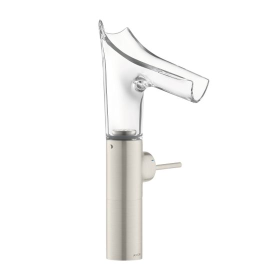 Hansgrohe AXOR Starck V Einhebel-Waschtischmischer 220mm, 4l/min, Glasauslauf für AWT, Ablaufgarnitur, Edelstahl Optic