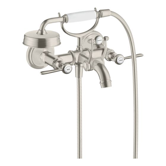 Hansgrohe AXOR Montreux 2-Griff Wannenarmatur Aufputz, 20l/min, Hebelgriff, Edelstahl Optic