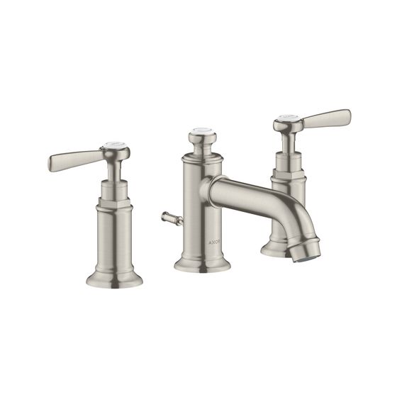 Hansgrohe AXOR Montreux 3-Loch Waschtischarmatur 30mm, 5l/min, Hebelgriff, Zugstangen-Ablaufgarnitur, Edelstahl Optic