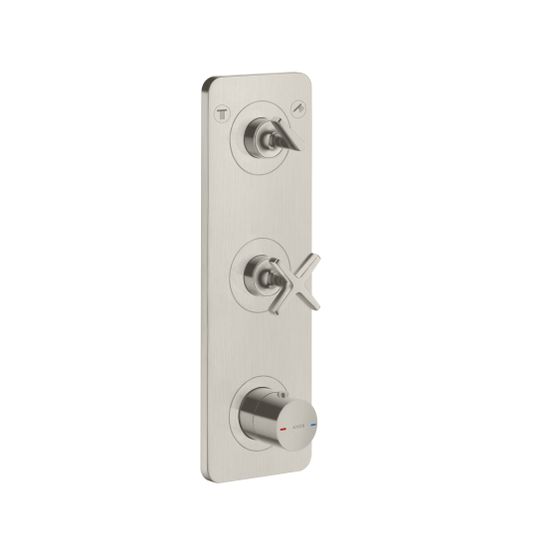 Hansgrohe AXOR Citterio E Thermostatmodul 380x120mm, UP, DN 20, für 2 Verbraucher, Platte, Edelstahl Optic