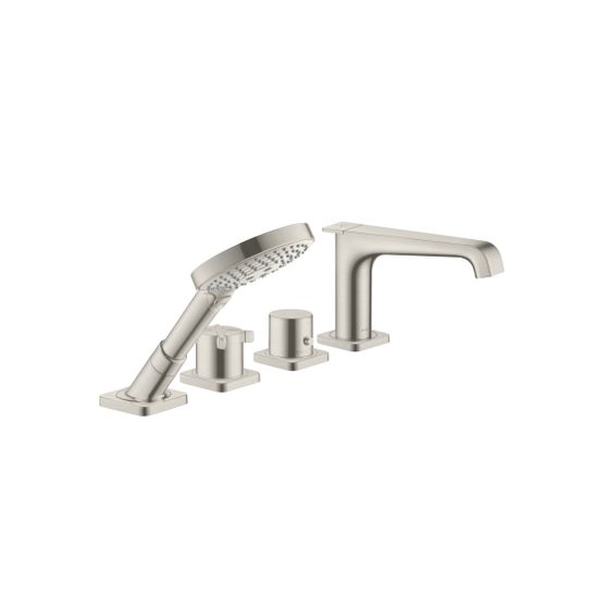Hansgrohe AXOR Citterio E 4-Loch Fliesenrandarmatur, Thermostat, 2 Verbraucher, Edelstahl Optic