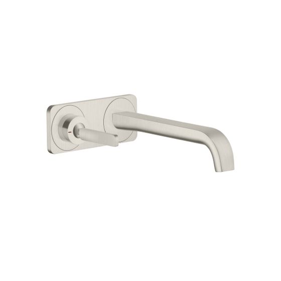 Hansgrohe AXOR Citterio E Einhebel-Waschtischmischer UP, Pin-Griff, Platte, Auslauf 221mm für Wandmontage, Edelstahl Optic
